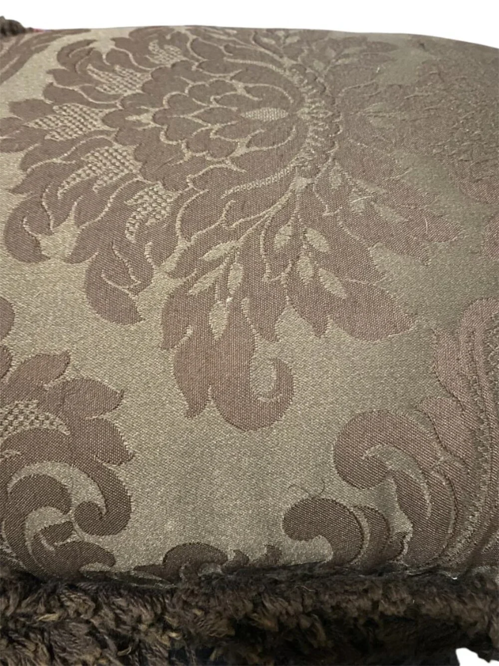 Vintage Dog Novelty Tapestry Throw Pillow Brown Fringe Cottagecore